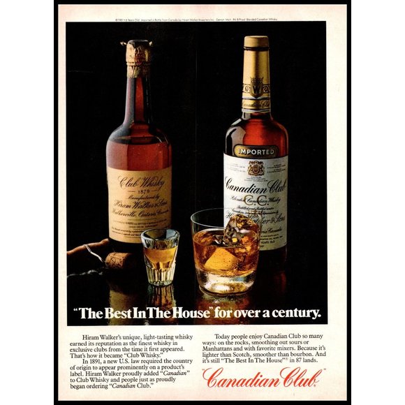 1981 Canadian Club Rye Whisky Vintage Print Ad On the Rocks or Shot Wall Art - Picture 1 of 1